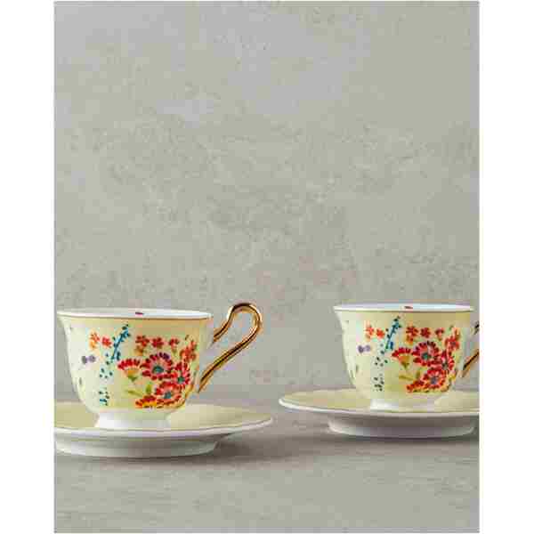 English Home Miranda New Bone China Kahve Fincan Takımı 4 Parça 2 Kişilik Açık Sarı
