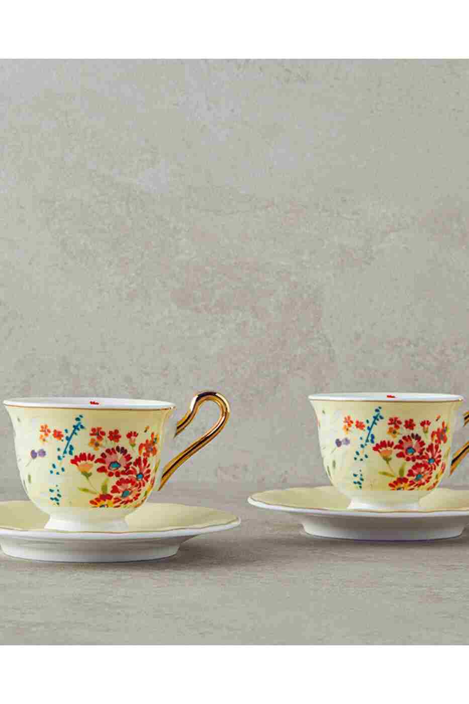 67f063edb2e7a1d75f1bc7bc9d6de45b English Home Miranda New Bone China Kahve Fincan Takımı 4 Parça 2 Kişilik Açık Sarı - Görsel 1
