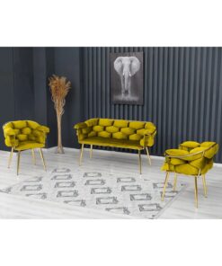 Alternative view of Rozexi Balon Çay Seti Takımı Koltuk Takımı Oturma Odası Kafe Antre Hol Ofis 2+1+1 Gold Metal