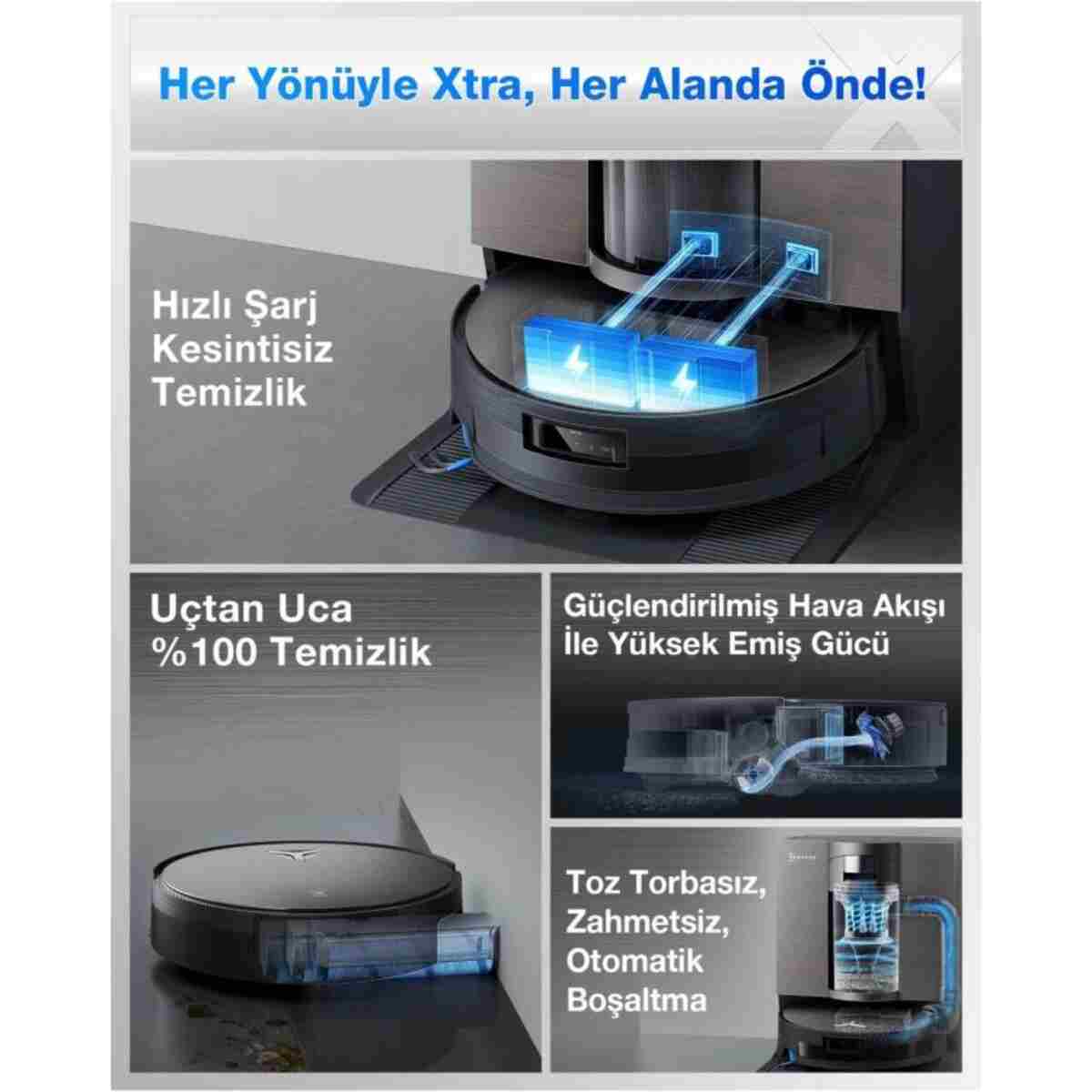 Ecovacs DEEBOT X11 OmniCyclone Robot Süpürge ve Paspas, 19.500 Pa Emiş Gücü - Görsel 2