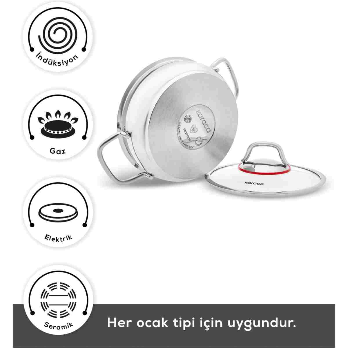 Karaca Emirgan İndüksiyon Tabanlı 6 Parça Çelik Midi Set - Görsel 4
