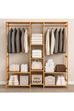 MFG AHŞAP Açık Gardırop Elbise Askılığı 170x160x30 - Görsel 4