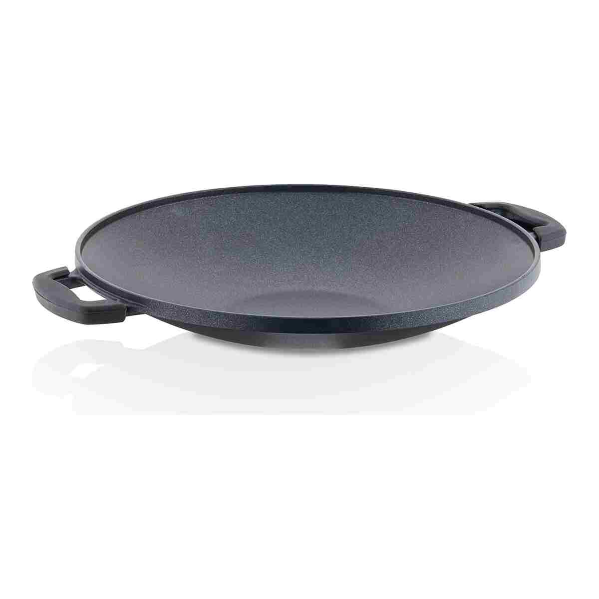 Taç Granit Döküm Cam Kapaklı Sac Kavurma Ve Gözleme Tava Siyah 34 Cm - Görsel 8