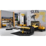 Lajivert Skate Genç Odası 3 Parça ( 3 Kapalı Dolap Karyola Çalışma Masası )
