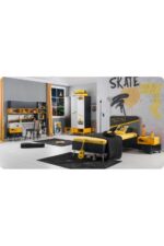 Lajivert Skate Genç Odası 3 Parça ( 3 Kapalı Dolap Karyola Çalışma Masası )