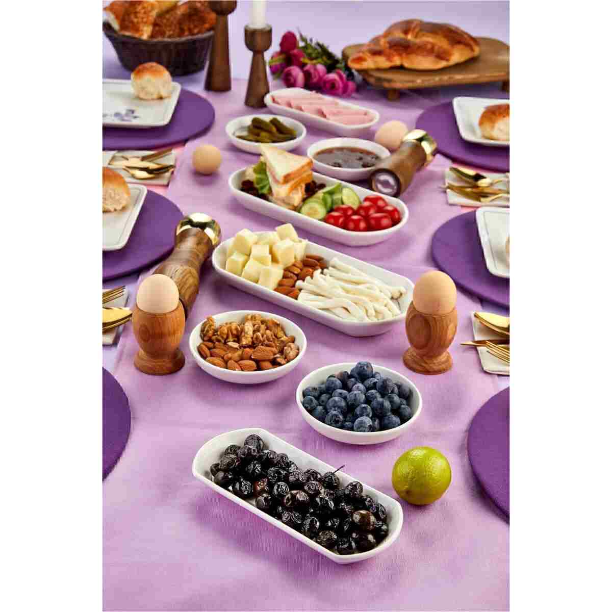 EMBazaar 14 Parça 6 Kişilik Stackable Premium Morina Kahvaltı Takımı Seti Kahvaltılık Sunum Pasta Tabağı - Görsel 10