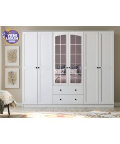 Rabi Side Rose 6 Kapak 2 Çekmece Aynalı Gardırop