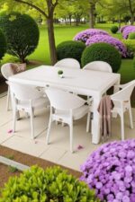 nar sokağı Bambu Kapiçino 90x150 Cm Camsız Rattan Bahçe Balkon Masa Takımı - Görsel 6