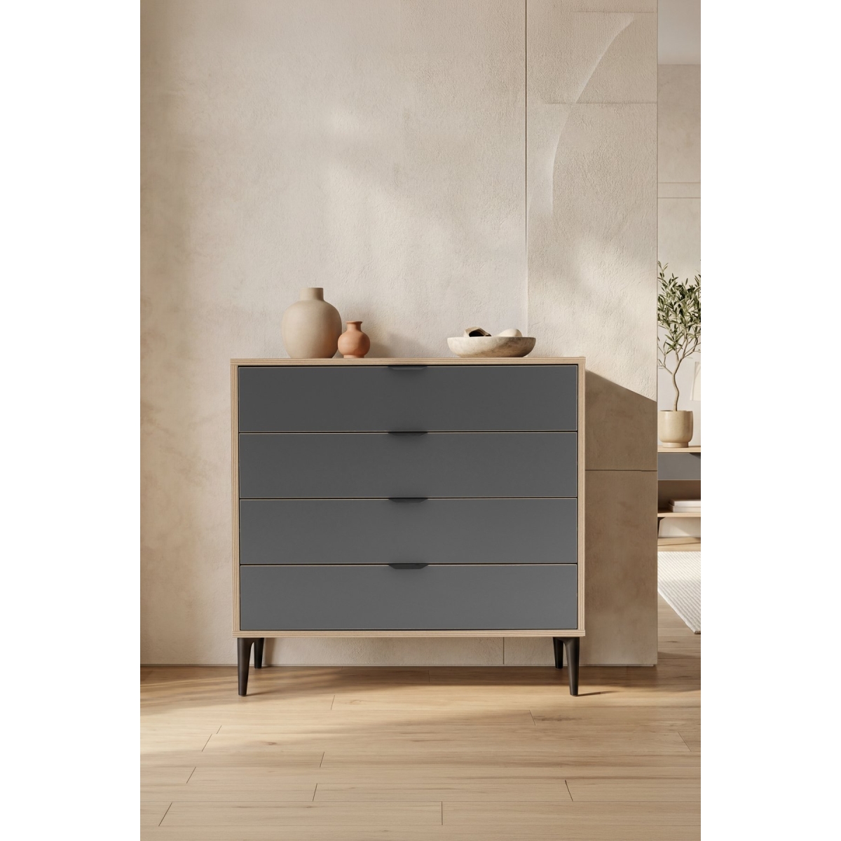 SARMOBİ Arden 4 Çekmeceli Şifonyer Y:88 G:90 D:40 / Atlas Çam - Görsel 8