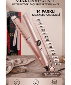 Alternative view of VOLEMİ V-074 Profesyonel Saç Düzleştirici 14 Kademeli Isı Ayarı Dijital LED Ekran Seramik Plaka 100-230°C