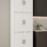 AEKA AE-3015 Mercan Beyaz 6 Kapaklı Çok Amaçlı Dolap Raflı Mutfak Kiler Banyo 195*63*35 Çok Amaçlı Dolap