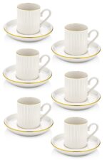 Kitchen Life Özel Tasarım Porselen Altın 12 Parça 6 Kişilik Çizgili Kahve Fincan Takımı 100 ml - Kahve Fincanı - Görsel 10
