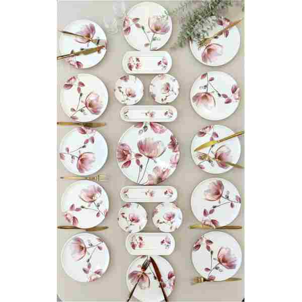 Yiğit Seramik Züccaciye Charming Rose 12 Kişilik 21 Parça Kahvaltı Takımı Kahvaltı Seti