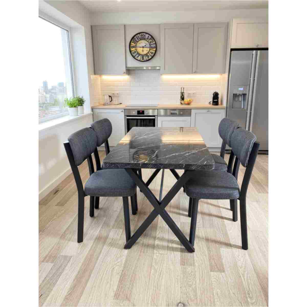 NESU EV 4 Kişilik 70x110 Yemek Masası Takımı Elma Sandalyeli Mutfak Masası - Görsel 4