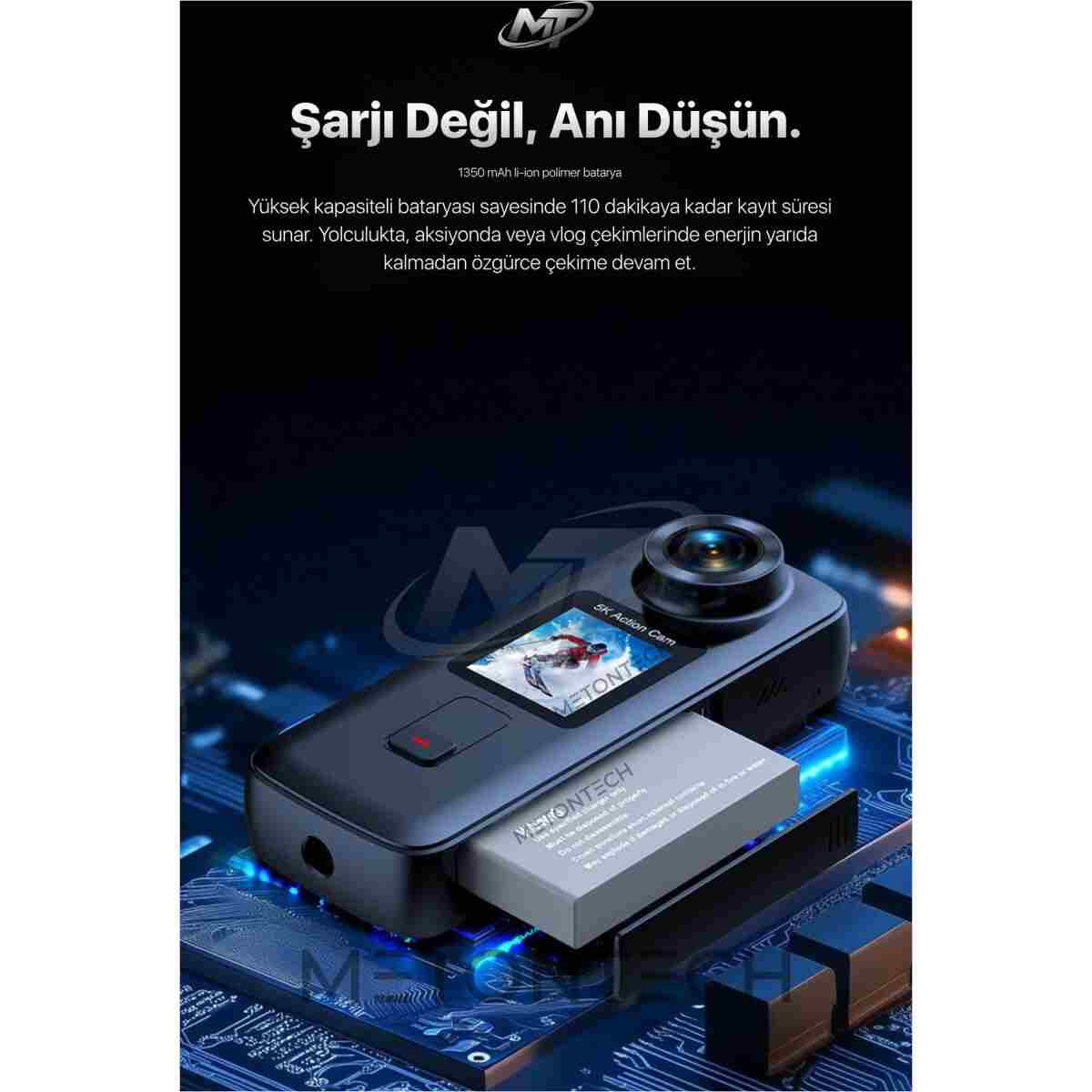 METONTECH 5K Ultra HD Aksiyon Kamerası | Zengin Kutu İçeriği, 170° Geniş Açılı Lens, Wi-Fi, Çift Ekranlı, Taşınabilir, Uzaktan Kumanda, Su Geçirmez Kılıf | Siyah - Görsel 14