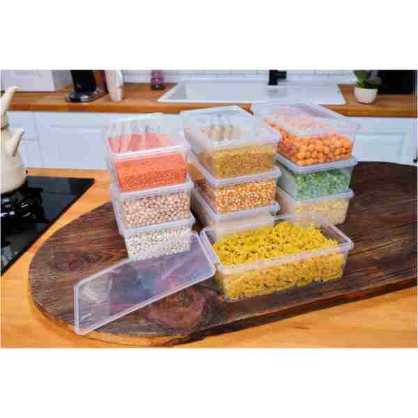 SUPERPUP Plastik Saklama 20 Adt Kabı Bakliyat Yemek Oyuncak, Kilitli Dondurucu Kahve 2 Litre (23X14X8 CM)