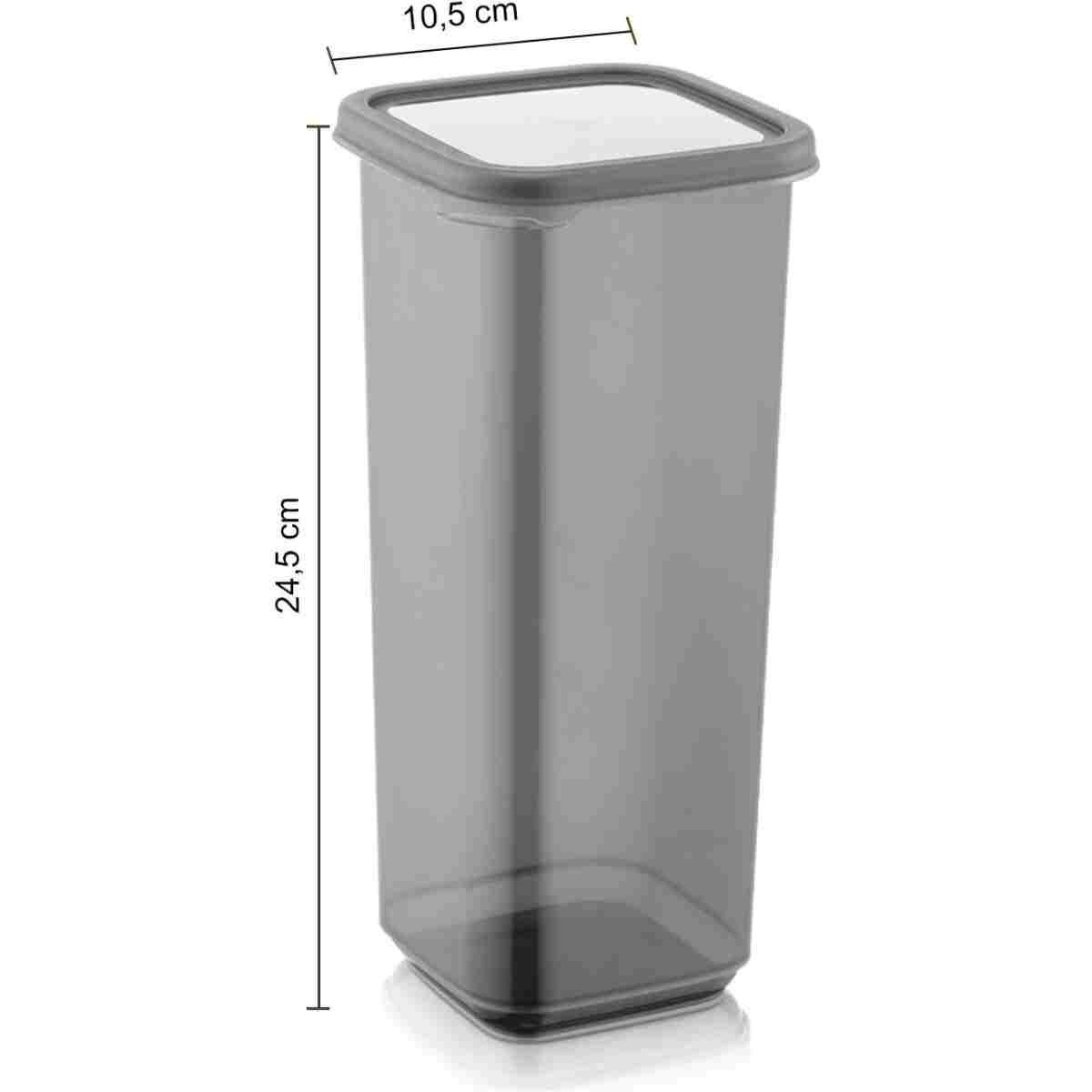 Meleni Home 12'li Set Jumbo Boy Sızdırmaz Kapaklı Kare Erzak Saklama Kabı Antrasit 12 X 1.70 Lt Etiketli - Görsel 5
