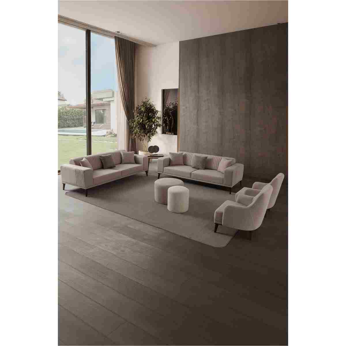EDSY HOME Regnar 3+3+1+1 Koltuk Takımı Krem - Görsel 3