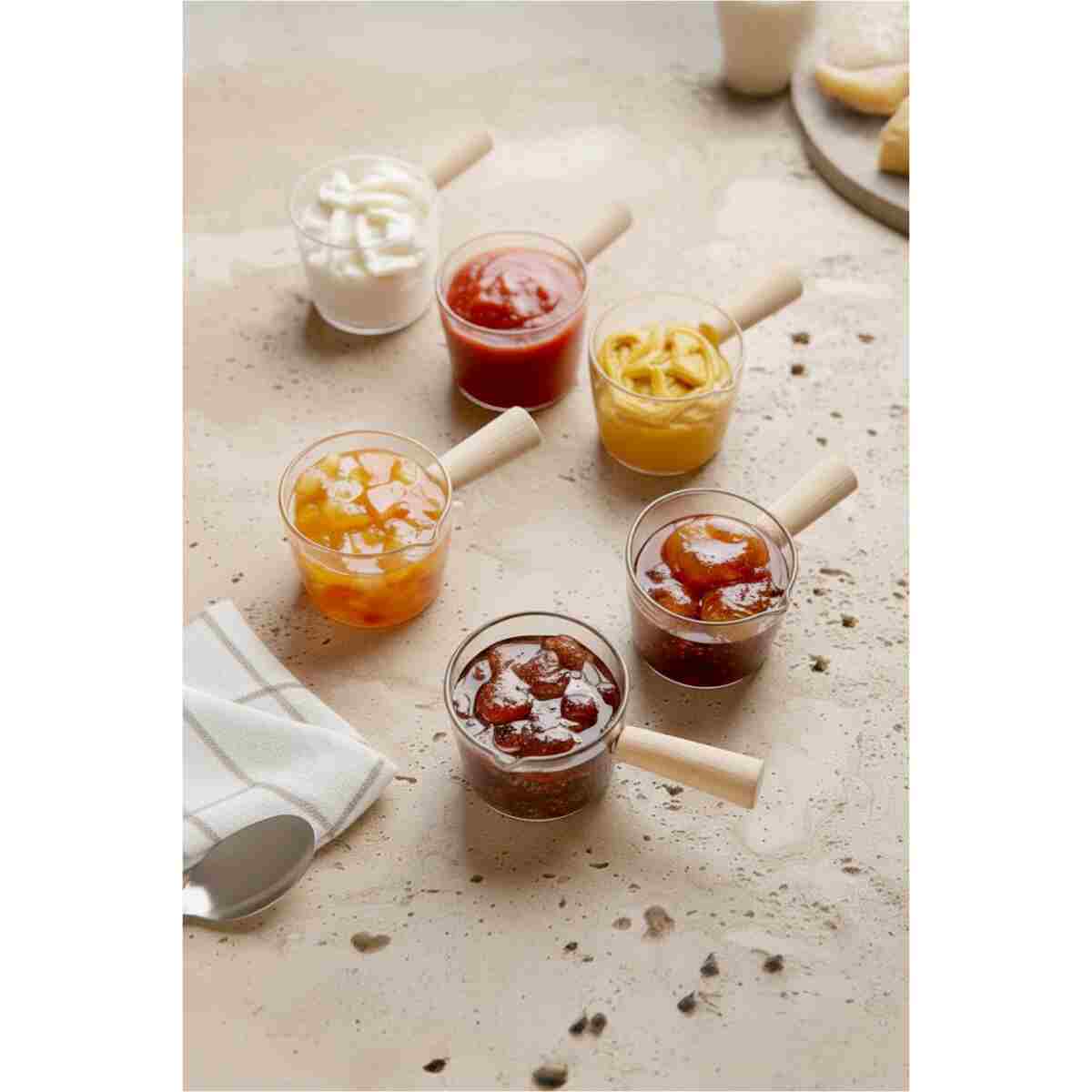 Kitchen Life 6 lı Ahşap Saplı Mıka Reçellik Sosluk Sofra Sunum Kahvaltı Seti - 80 ml - Görsel 2
