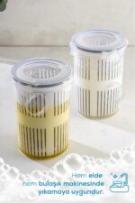 Vienev 2li 1,5 Litre Süzgeçli Saklama Kabı Zeytinlik Turşuluk - Görsel 9