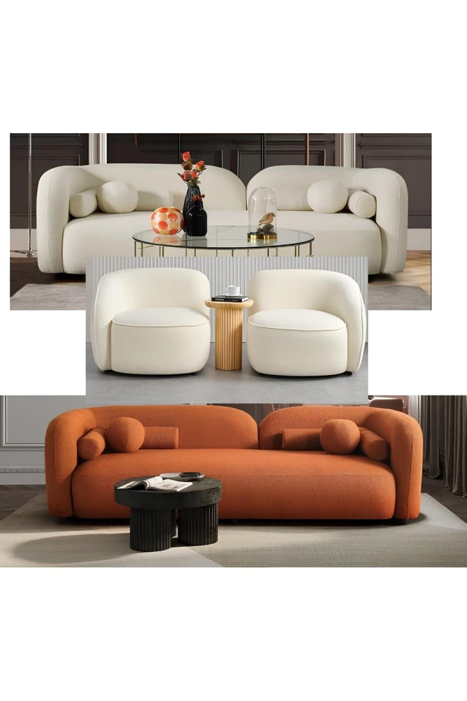 6ce35d17ea3b1160663362535b470e0d Bilgin Design Luna Koltuk Takımı 3 3 1 1 Açık Bej - Turuncu - Görsel 1
