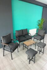 UFUK HOME Linda 2-1-1 2 Puf Sehpalı Bahçe Balkon Takımı Bahçe Mutfak Mobilyası,kafe Sandalyesi,bahçe Pufu - Görsel 2