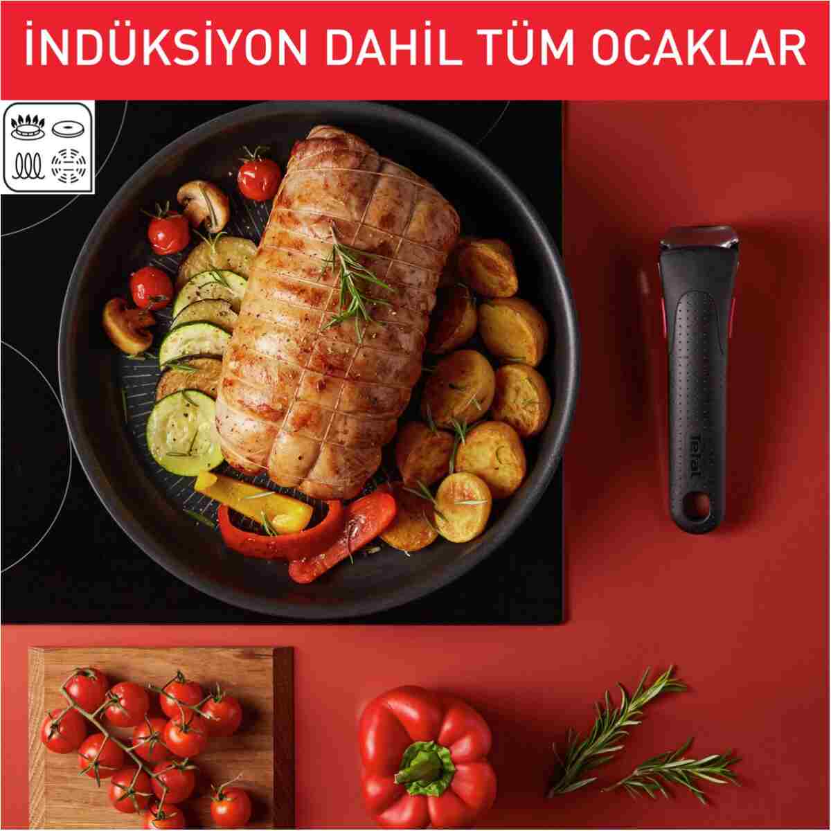 TEFAL Ingenio Excellence 6X Büyük Tava Tencere Seti - 12 Parça - Görsel 8