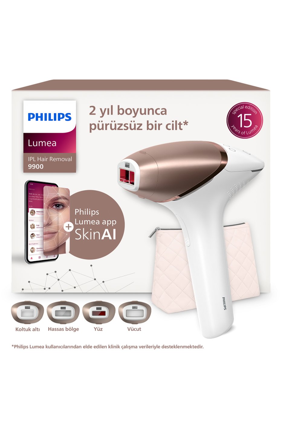 Philips Lumea 9900 Serisi BRI951/03 IPL Tüy Alma, SkinAI,Vücut,Yüz,Koltuk altı,Bikini,4 Başlık,Çanta