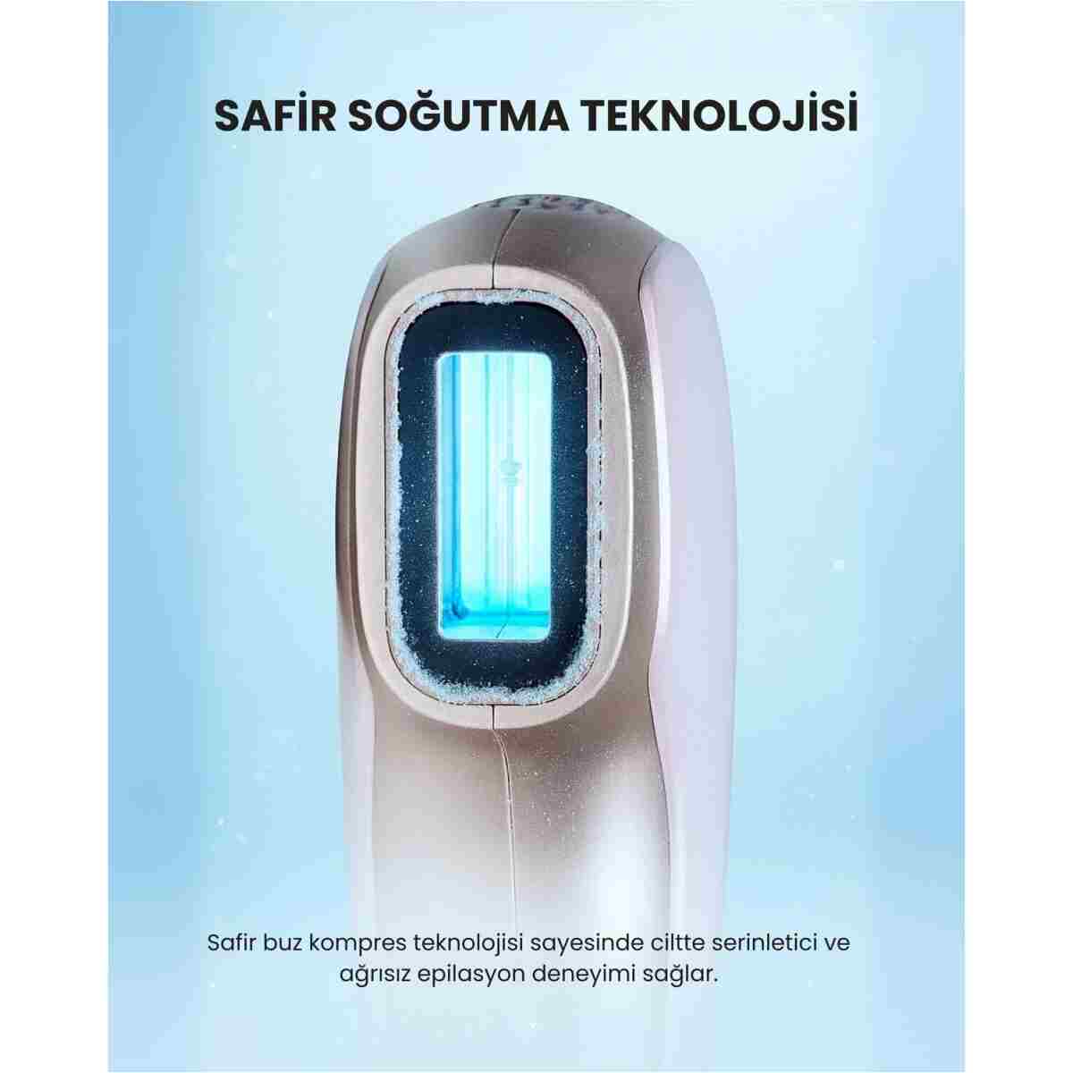 Mieco Safir Soğutma Özellikli ipl Lazer Epilasyon Aleti (Safir Cam)-Rosegold + Gözlük ve Çanta Hediyeli - Görsel 2