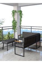 Mygusi Src Serisi Balkon, Bahçe, Cafe, Köşe Takımı, Balkon Köşe Takımı - Puflu - Antrasit - Görsel 3