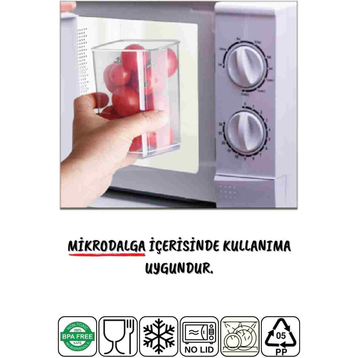 Nandy Home 24'li Set Etiketli, Kırılmaz Kare Erzak Saklama Kabı Beyaz X8 1,75 Lt/1,2 Lt/0,5 Lt - Görsel 2