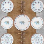 Kitchen Life 15 Parça 6 Kişilik Elephant Stackable Kahvaltı Takımı - Sosluklu Filli Kahvaltılık Sunum Seti Tabağı