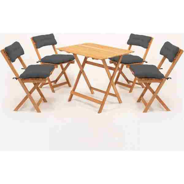 Meya Dekor 4+1 Minderli Balkon Bahçe Mutfak Bistro Set Katlanır Masa-sandalye