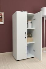 Bofigo 3 Raflı 2 Kapaklı Klasörlük Dolabı Mutfak Dolabı Banyo Dolabı Çok Amaçlı Dolap Fulya Beyaz