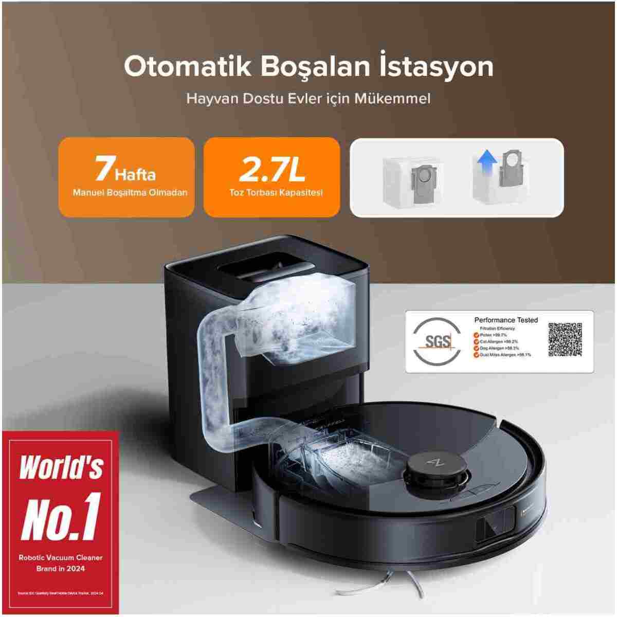 Roborock Q8 Max Pro Plus Akıllı Robot Süpürge Siyah - Görsel 15