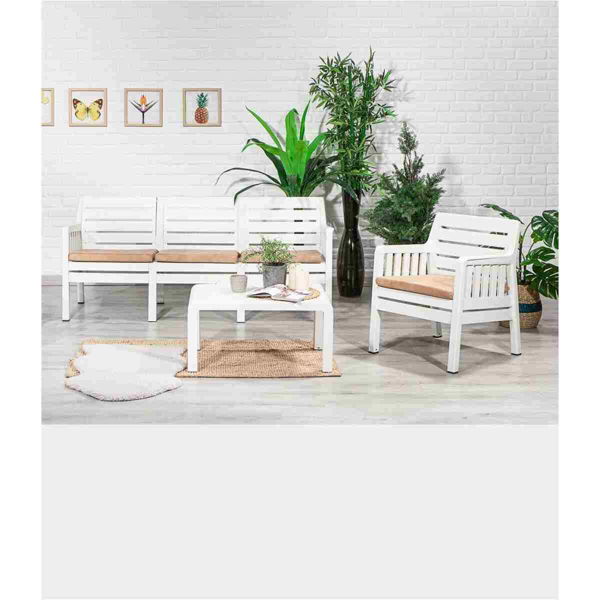 Modalife Lara 3 1 1 S Bahçe Takımı Beyaz - Görsel 4