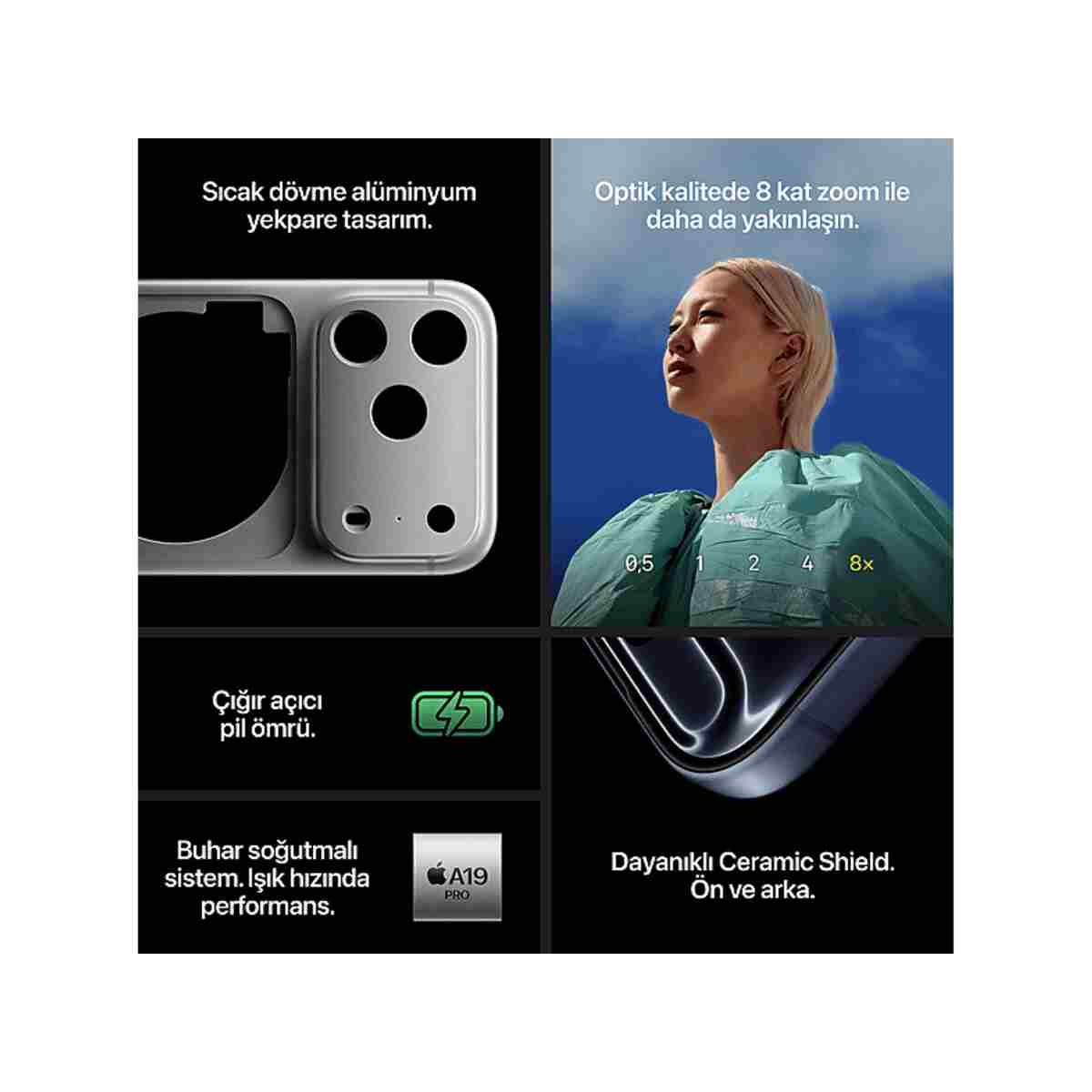 Apple iPhone 17 Pro 1 TB Akıllı Telefon Gümüş MG8P4TU/A - Görsel 6