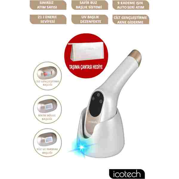 icotech Hr95 Sınırsız Atım Safir Buz Başlıklı Uv Dezenfekte Cilt Genç Akne Giderme Ipl Lazer Epilasyon Aleti