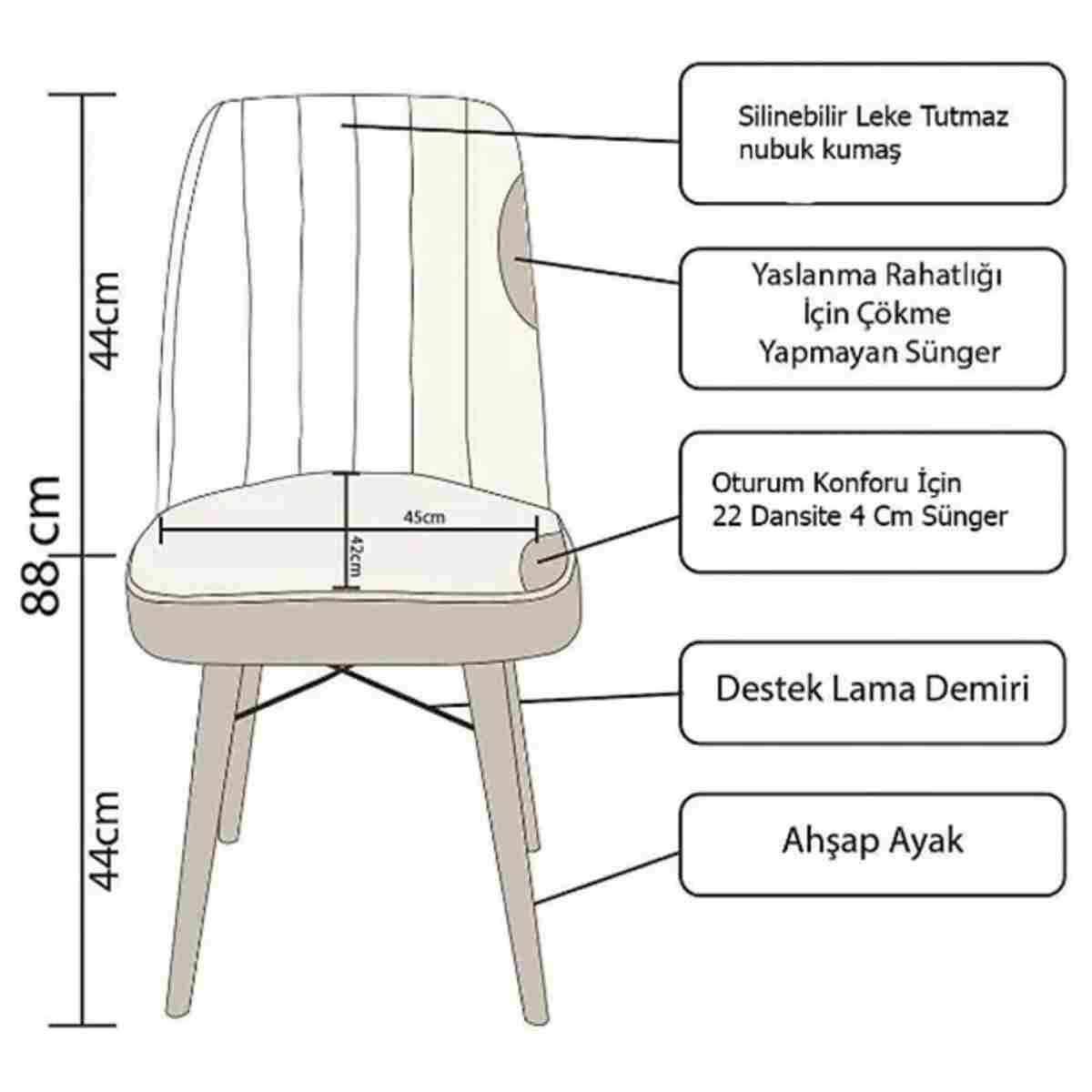 MEDA CONCEPT 80x130(KAPALI) 80x170(AÇIK) Yemek Odası Takımı Mutfak Masası Takımı Yemek Masası 6 Kişilik - Görsel 5