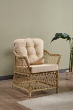 Evdemo Icon Rattan Bahçe Balkon Oturma Takımı 2+1+1+Camlı Masa Cappuccino - Görsel 3