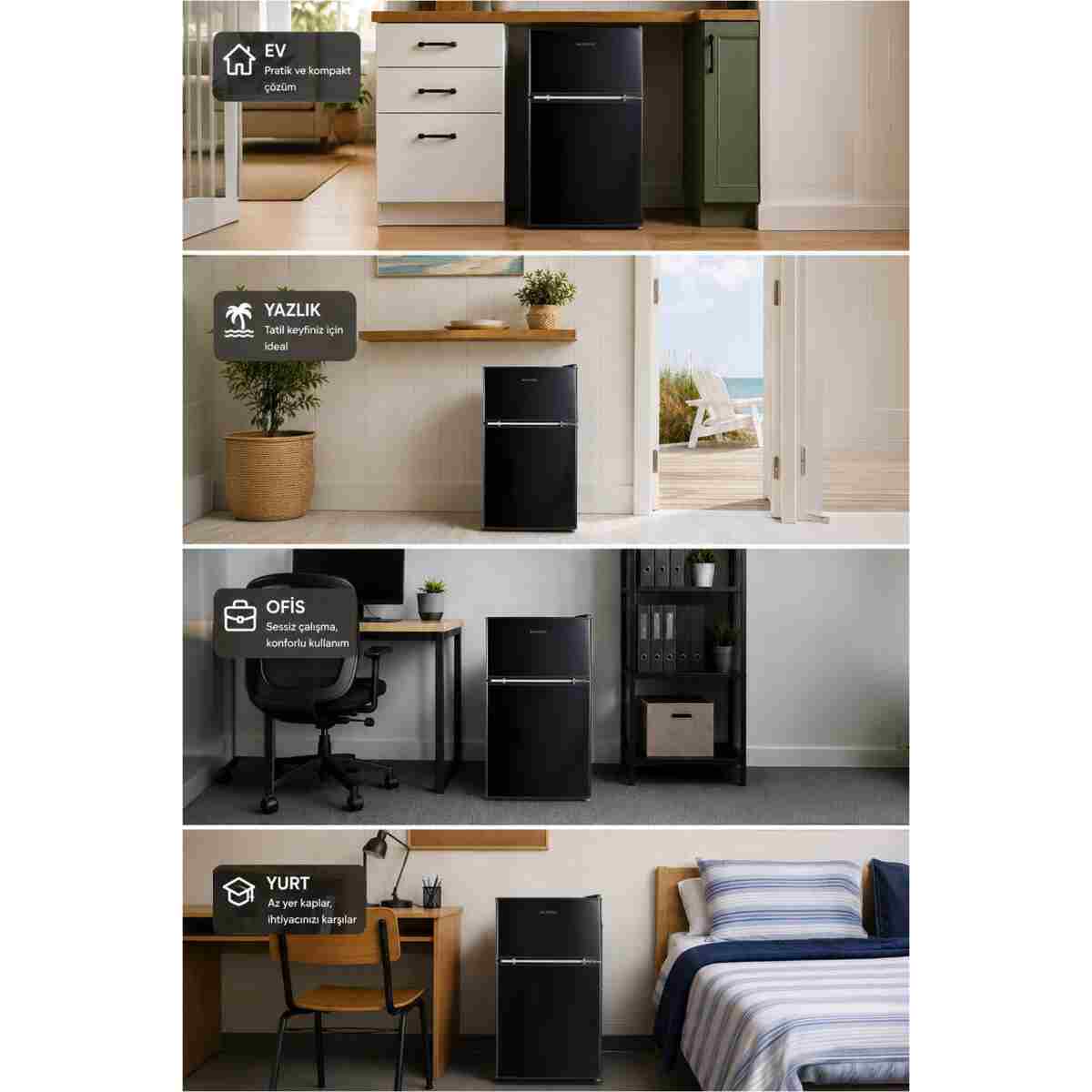 KUMTEL HTMF-90EB 87 L Çift Kapılı Mini Buzdolabı - Siyah - Görsel 6