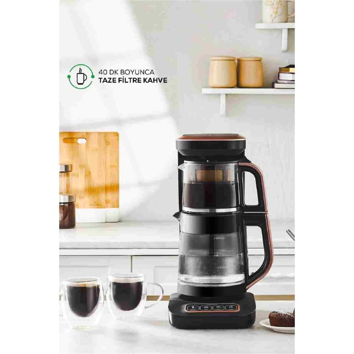 Karaca Çaysever Robotea Pro Connect 4 in 1 Konuşan Cam Çay Makinesi Rosegold - Görsel 7