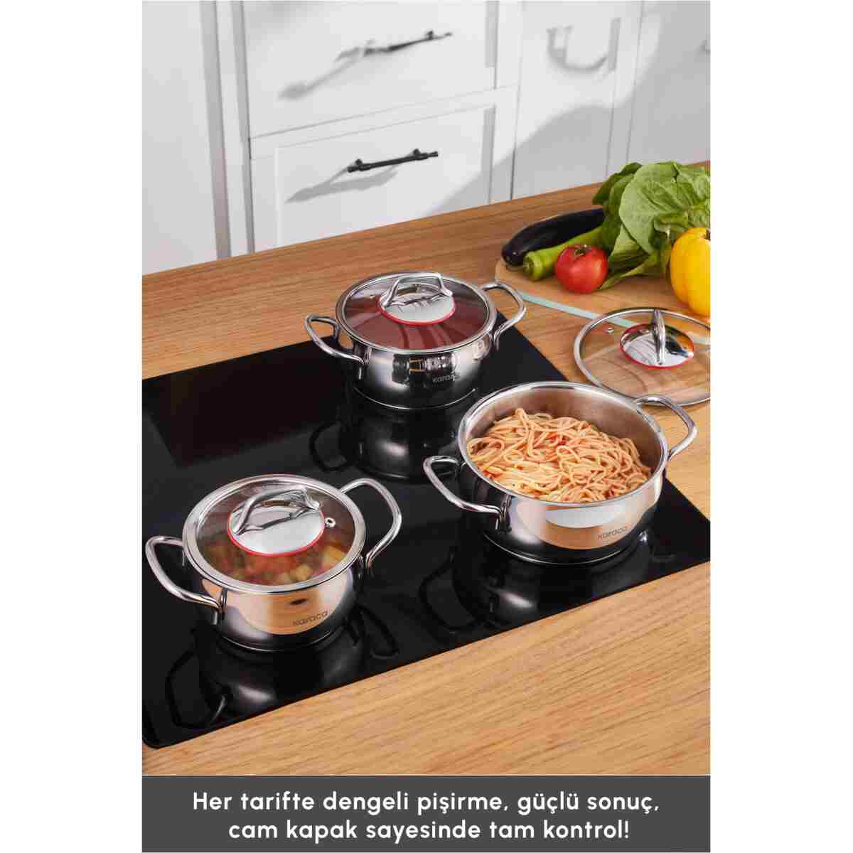 Karaca Emirgan İndüksiyon Tabanlı 6 Parça Çelik Midi Set - Görsel 16