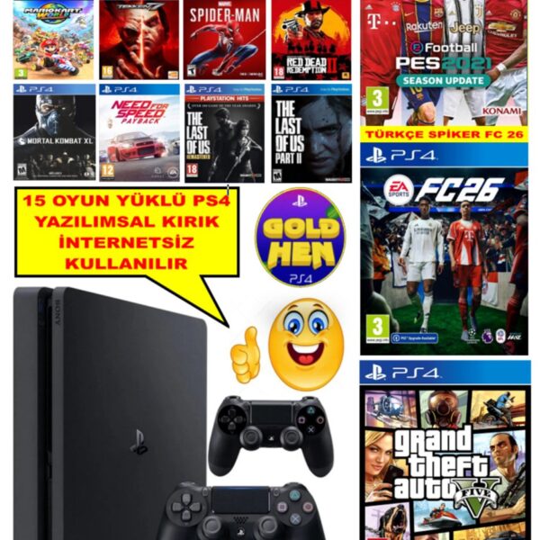 TEKNOLOJİ MARKETİNİZ Sony Ps4 Slim 1tb + 2 Kol YAZILIMSAL KIRIK Yenilenmiş 12 Ay Garantili
