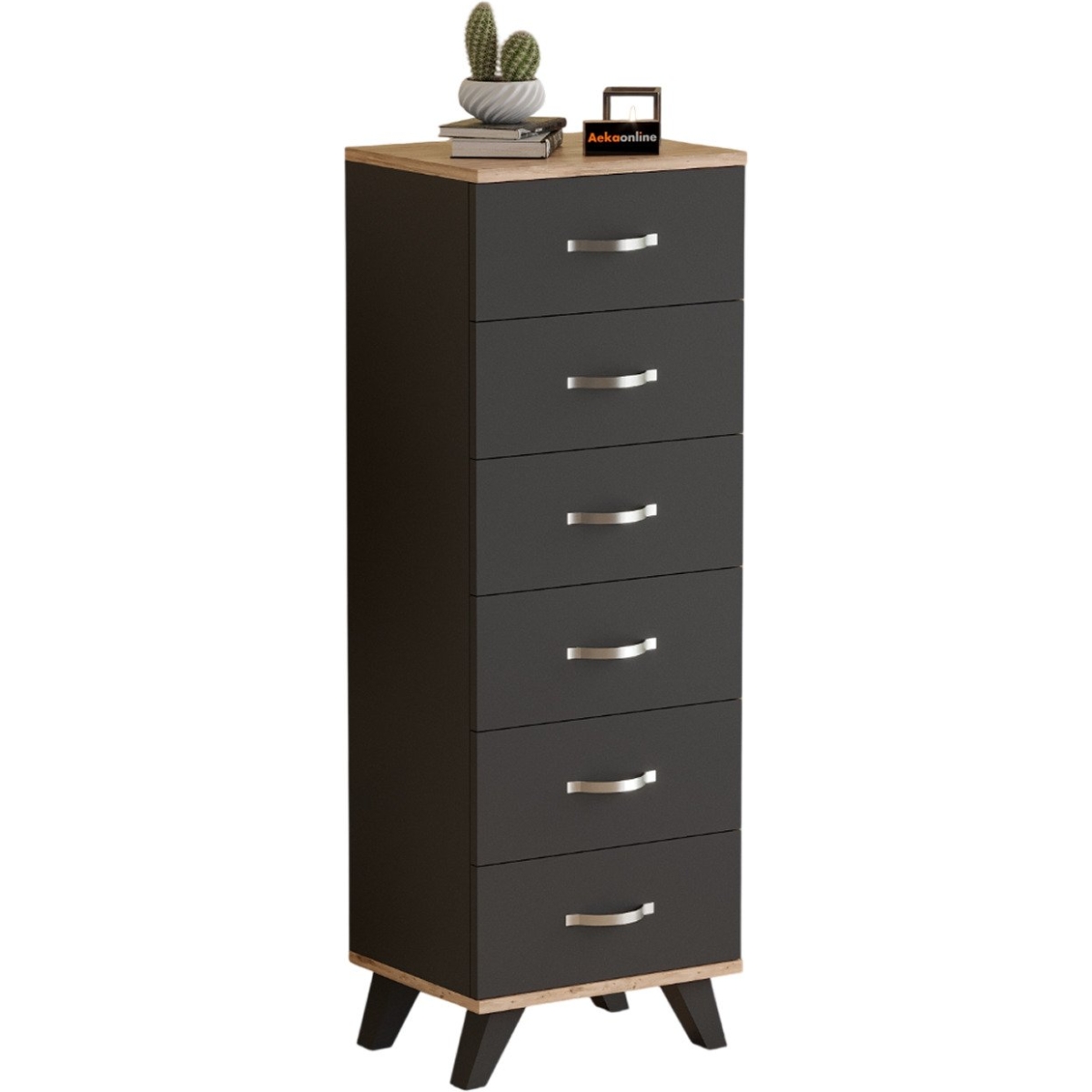 AEKA AE-3038 Belinda 6 Çekmeceli Antrasit Gri Şifonyer Komodin 132*45*36 cm - Görsel 6