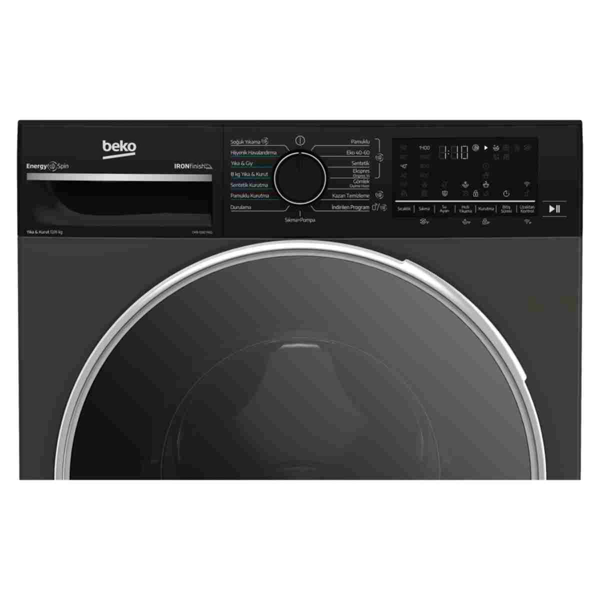 Beko CMB 1280 YKIG-12 kg Yıkama 8 kg Kurutma İRONFİNİSH 1400 Devir Kurutmalı Çamaşır Makinesi - Görsel 9