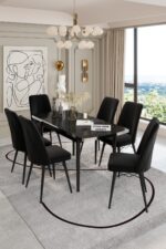 UZMHOME ORKİDE YEMEK ODASI TAKIMI 6 KİŞİLİK BAYB FACE KUMAŞLI 6 SANDALYELİ - Görsel 3