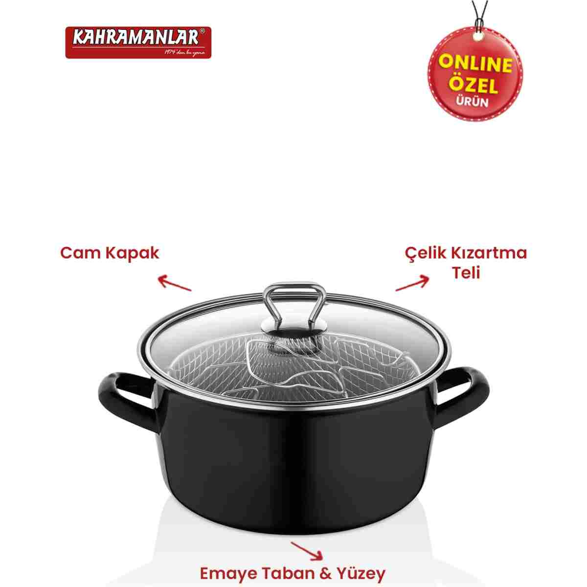 Kahramanlar Cips Chef 22 Cm Emaye Kızartma Tenceresi - Görsel 5