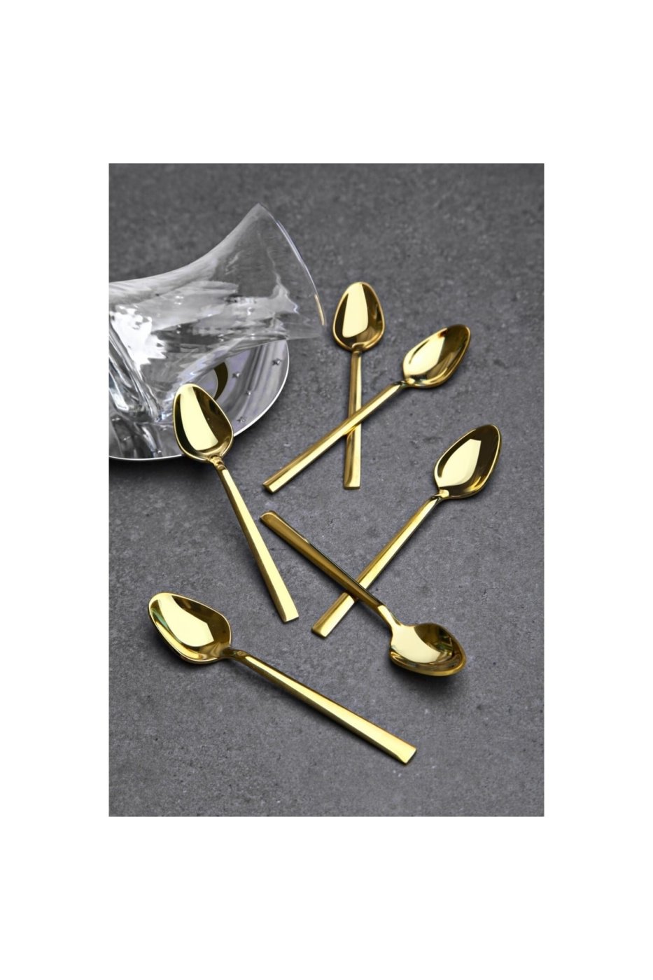 716715f40f7980f473d85b092f437e73 Demir Çeyiz Dmr Life 6 Adet Gold Çelik Lüx Çay Kaşığı Gold - Görsel 1