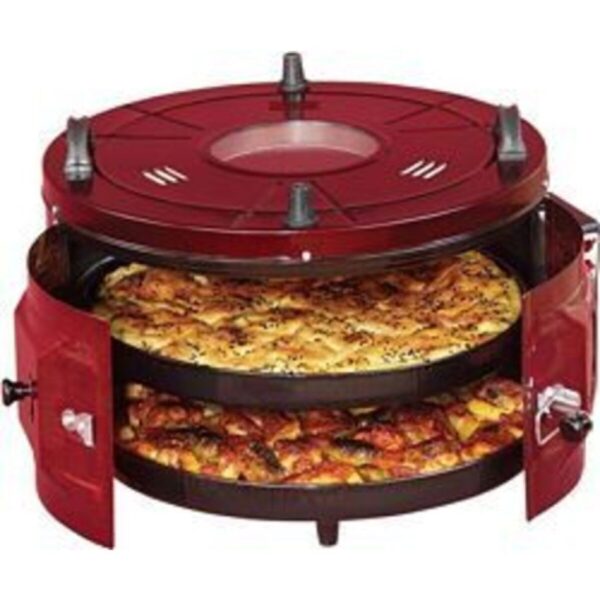 Uğur Xx-179 Çift Tepsili (45 Cm Standart ) Önden Camlı Yuvarlak Davul Fırın Bordo